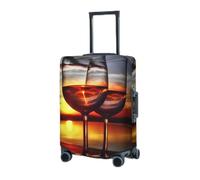 RLDOBOFE Travel Luggage Cover for Suitcase Elastic Suitcase Protector Sunset Wine Glass Suitcase Covers Washable Suitcase Protective Cover Dust-proof Luggage Covers Fit 18-32 Inch Luggage, Black,