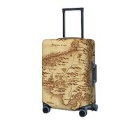 RLDOBOFE Travel Luggage Cover for Suitcase Elastic Suitcase Protector Treasure Map Vintage Suitcase Covers Washable Suitcase Protective Cover Dust-proof Luggage Covers Fit 18-32 Inch Luggage, Black,