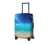 RLDOBOFE Travel Luggage Cover for Suitcase Elastic Suitcase Protector Tropical Blue Sea Beach Suitcase Covers Washable Suitcase Protective Cover Dust-proof Luggage Covers Fit 18-32 Inch Luggage, Black