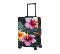 RLDOBOFE Travel Luggage Cover for Suitcase Elastic Suitcase Protector Tropical Flowers Suitcase Covers Washable Suitcase Protective Cover Dust-proof Luggage Covers Fit 18-32 Inch Luggage, Black, Small