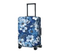 RLDOBOFE Travel Luggage Cover for Suitcase Elastic Suitcase Protector White and Blue Flowers Suitcase Covers Washable Suitcase Protective Cover Dust-proof Luggage Covers Fit 18-32 Inch Luggage, Black