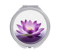 RLDOBOFE Travel Purple Flower Makeup Mirror Round Compact Pocket Mirror 2X /1x Magnifying Small Metal Foldable Handheld Portable Cosmetic Mirrors Unique Gift for Women Mother