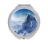 RLDOBOFE Travel Snow Mountain Makeup Mirror Round Compact Pocket Mirror 2X /1x Magnifying Small Metal Foldable Handheld Portable Cosmetic Mirrors Unique Gift for Women Mother