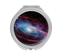 RLDOBOFE Travel Universe Galaxy Makeup Mirror Round Compact Pocket Mirror 2X /1x Magnifying Small Metal Foldable Handheld Portable Cosmetic Mirrors Unique Gift for Women Mother