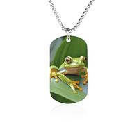 RLDOBOFE Tree Frog Dog Tag Pendant Personalized Picture Necklace Custom Military Tag Pendant with Box Chain Memorial Photo Jewelry Keepsake Gift for Men Women Husband