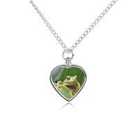 RLDOBOFE Tree Frog Pet Cremation Necklaces for Ashes Personalized Pet Ashes Jewelry Heart Shaped Urn Pendant Custom Memorial Funeral Keepsake for Loss Dogs Cats