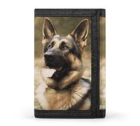 RLDOBOFE Trifold Animal German Shepherd Wallet Minimalist Slim Mens Wallet with Zipper & Key Ring Polyester Stylish Wallets 8 Multiple Credit Card Holder for Daily Use Work Travel