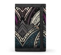RLDOBOFE Trifold Art Deco Geometric Pattern Wallet Minimalist Slim Mens Wallet with Zipper & Key Ring Polyester Stylish Wallets 8 Multiple Credit Card Holder for Daily Use Work Travel
