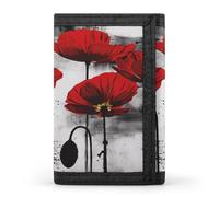 RLDOBOFE Trifold Beautiful Flower Wallet Minimalist Slim Mens Wallet with Zipper & Key Ring Polyester Stylish Wallets 8 Multiple Credit Card Holder for Daily Use Work Travel
