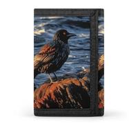 RLDOBOFE Trifold Bird by Stone Wallet Minimalist Slim Mens Wallet with Zipper & Key Ring Polyester Stylish Wallets 8 Multiple Credit Card Holder for Daily Use Work Travel