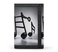RLDOBOFE Trifold Black White Music Note Wallet Minimalist Slim Mens Wallet with Zipper & Key Ring Polyester Stylish Wallets 8 Multiple Credit Card Holder for Daily Use Work Travel