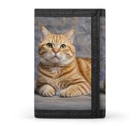 RLDOBOFE Trifold Cute Cat Wallet Minimalist Slim Mens Wallet with Zipper & Key Ring Polyester Stylish Wallets 8 Multiple Credit Card Holder for Daily Use Work Travel