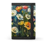 RLDOBOFE Trifold Dark Green Plants Wallet Minimalist Slim Mens Wallet with Zipper & Key Ring Polyester Stylish Wallets 8 Multiple Credit Card Holder for Daily Use Work Travel