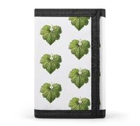 RLDOBOFE Trifold Green Leaves Wallet Minimalist Slim Mens Wallet with Zipper & Key Ring Polyester Stylish Wallets 8 Multiple Credit Card Holder for Daily Use Work Travel