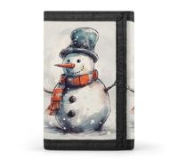 RLDOBOFE Trifold Hand Drawn Snowman Wallet Minimalist Slim Mens Wallet with Zipper & Key Ring Polyester Stylish Wallets 8 Multiple Credit Card Holder for Daily Use Work Travel