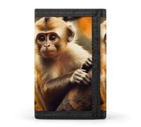 RLDOBOFE Trifold Monkey on Tree Wallet Minimalist Slim Mens Wallet with Zipper & Key Ring Polyester Stylish Wallets 8 Multiple Credit Card Holder for Daily Use Work Travel