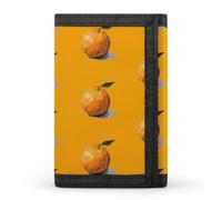 RLDOBOFE Trifold Orange Hand Drawn Wallet Minimalist Slim Mens Wallet with Zipper & Key Ring Polyester Stylish Wallets 8 Multiple Credit Card Holder for Daily Use Work Travel