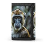RLDOBOFE Trifold The Silent Monkey Wallet Minimalist Slim Mens Wallet with Zipper & Key Ring Polyester Stylish Wallets 8 Multiple Credit Card Holder for Daily Use Work Travel