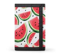 RLDOBOFE Trifold Watermelon Pattern Wallet Minimalist Slim Mens Wallet with Zipper & Key Ring Polyester Stylish Wallets 8 Multiple Credit Card Holder for Daily Use Work Travel