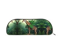RLDOBOFE Tropical Sea Coconut Tree Tropical Pencil Pouch Leather,Small Pen Bags With Zipper For Pencils,Pens,Markers,Makeups,Change,Coins, Tropical Leaf Tiger Zebra Giraffe, One Size
