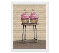 RLDOBOFE Two Cartoon Cupcakes Diamond Painting Kit for Adults Round 5d Diamond Art Kits for Beginners DIY Full Drill Diamonds Dots Painting Gem Arts Crafts Home Wall Decor Gift 12"x16"