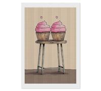 RLDOBOFE Two Cartoon Cupcakes Diamond Painting Kit for Adults Square 5D Diamond Art Kits for Beginners DIY Full Drill Diamonds Dots Painting Gem Arts Crafts Home Wall Decor Gift 8"x12"