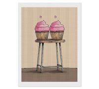 RLDOBOFE Two Cartoon Cupcakes Diamond Painting Kit for Adults Square 5D Diamond Art Kits for Beginners DIY Full Drill Diamonds Dots Painting Gem Arts Crafts Home Wall Decor Gift 12"x16"