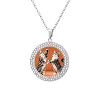 RLDOBOFE Two Cats Dancing Pendant Necklace Diamond Jewelry Silver Round Womens Necklaces Fashion Accessories Birthday Jewelry Gifts for Women Her Girlfriend Wife