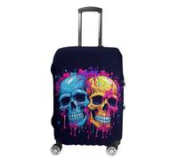 RLDOBOFE Two Different Skulls Travel Luggage Cover Anti Scratch Suitcase Protector Washable Elastic Baggage Cover, white, Small, Stylish