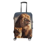 RLDOBOFE Two Lions Travel Luggage Cover Anti Scratch Suitcase Protector Washable Elastic Baggage Cover, white, M, Stylish