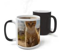 RLDOBOFE Two Little Cats Ceramic Color Changing Mug Heat Transforming Activated Mug 11 Oz Heat Changing Sensitive Tea Cup Magic Novelty Coffee Cup Drinkware Home Kitchen Gift