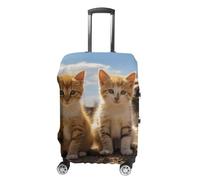 RLDOBOFE Two Little Cats Travel Luggage Cover Anti Scratch Suitcase Protector Washable Elastic Baggage Cover, white, Small, Stylish