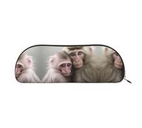 RLDOBOFE Two Macaques Hugging Pencil Pouch Leather,Small Pen Bags With Zipper For Pencils,Pens,Markers,Makeups,Change,Coins
