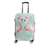 RLDOBOFE Two Peach Flamingos Travel Luggage Cover Anti Scratch Suitcase Protector Washable Elastic Baggage Cover, white, L, Stylish