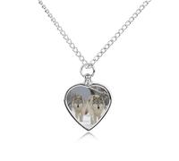 RLDOBOFE Two Wolves Walking in The Snow Pet Cremation Necklaces for Ashes Personalized Pet Ashes Jewelry Heart Shaped Urn Pendant Custom Memorial Funeral Keepsake for Loss Dogs Cats