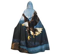 RLDOBOFE Unisex Full Length Halloween Hooded Cloak Eagle at Hunting Hooded Robe Witch Cape for Halloween Cosplay Costume