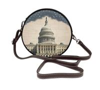 RLDOBOFE United States Capitol Shoulder Bag for Women PU Leather Purses Retro Clutch Handbags with Zipper & Removable Strap for Daily Use, Phone Wallet, Trendy Ladies Crossbody Bag