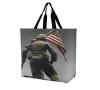 RLDOBOFE United States Marine Grocery Bag for Women Reusable Extra Large Foldable Shopping Bag with Handles Collapsible Heavy Duty Tote Bags Aesthetics Shoulder Bag for Work Travel Market