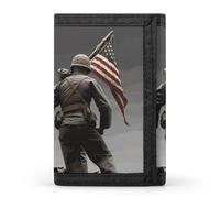 RLDOBOFE United States Marine Trifold Wallet Minimalist Mens Wallet with Key Hook 8 Card Slots Modern Stylish Polyester Security Wallets Fashion Slim Credit Card Holder Id Window