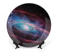 RLDOBOFE Universe Galaxy Decorative Plate Ceramic Display Plate with Stand Salad Plates Colorful Porcelain Dinner Dishes Dessert Appetizer Dishes for Kitchen Party Table Decor 6inch