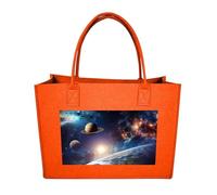 RLDOBOFE Universe Galaxy Outer Space Felt Tote Bag Reusable Kitchen Grocery Bag Versatile Large Capacity Commuter Handbags, Fruit Orange, One Size