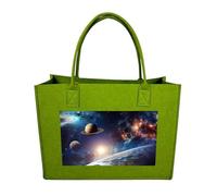 RLDOBOFE Universe Galaxy Outer Space Felt Tote Bag Reusable Kitchen Grocery Bag Versatile Large Capacity Commuter Handbags, Light Green, One Size