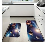 RLDOBOFE Universe Galaxy Outer Space Kitchen Mats Set of 2 Cushioned Anti-Fatigue Non-Slip Kitchen Runner Rugs Comfort Foam Standing Mat Absorbent Floor Rug for Office Sink Home Laundry