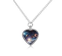 RLDOBOFE Universe Galaxy Outer Space Urn Necklace Heart Cremation Jewelry for Ashes Memorial Keepsake Jewelry with Funnel Filler Urn Locket for Women Men to Hold Ashes of Pet Loved Ones