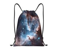 RLDOBOFE Universe Galaxy Space Drawstring Backpack Sports Gym Sackpack Waterproof Swim Bag Men Women Draw String Bag, Black, S