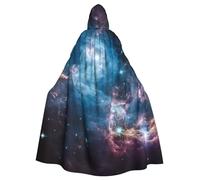 RLDOBOFE Universe Galaxy Space Print Hooded Cloak Witch Cloak Long Velvet Cape Unisex, Black, One Size
