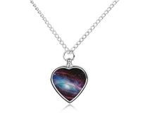 RLDOBOFE Universe Galaxy Urn Necklace Heart Cremation Jewelry for Ashes Memorial Keepsake Jewelry with Funnel Filler Urn Locket for Women Men to Hold Ashes of Pet Loved Ones