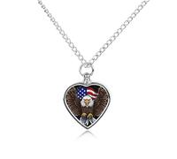 RLDOBOFE USA Eagle Cremation Jewelry for Ashes Heart Urn Necklaces Personalized Memorial Necklace Dog Cat Keepsake Pendant Custom Small Locket Ash Holder for Women Men