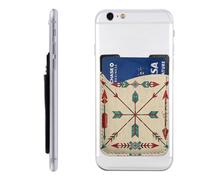 RLDOBOFE Various arrow patterns Phone Wallet, Stick On Card Holder for Back of Phone Case - Leather Cell Phone Card Wallet Sleeve Adhesive Phone Pocket - Compatible with Most Cell Phones