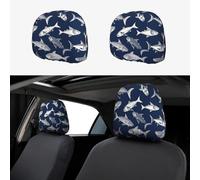 RLDOBOFE Various Sea Fish Pattern Car Headrest Cover 2 PCS, Funny Auto Front Seat Head Rest Protector, Universal Car Headrest Protector Elastic, Personalized Seat Cover Headrest Trim for Most Cars